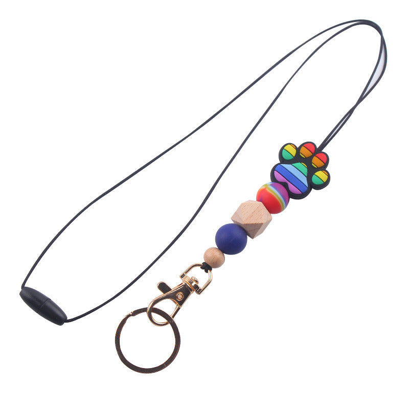 Wholesale Cartoon Animal Dog Paw Silicone Beaded Necklace Keychain Cute Keychain ACC-KC-GuangTian077