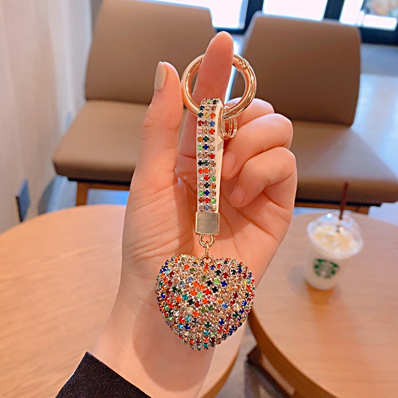 Wholesale Colorful Rhinestone Heart Shape Keychain Rhinestone Keychain Lanyard Keychain ACC-KC-ShuoT012