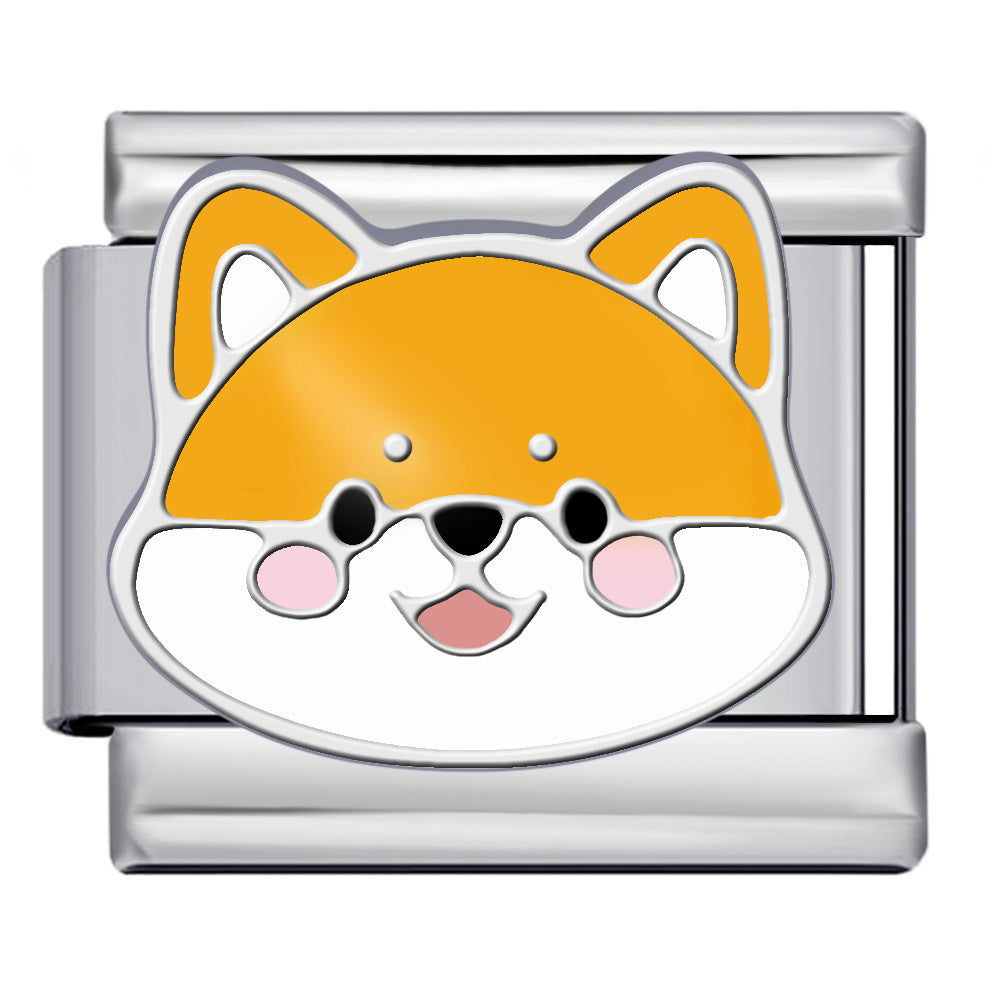 Wholesale 5pcs Italian Charm Bracelet 9mm DIY Splicing Cute Cartoon Dog Stainless Steel Composable Bracelet