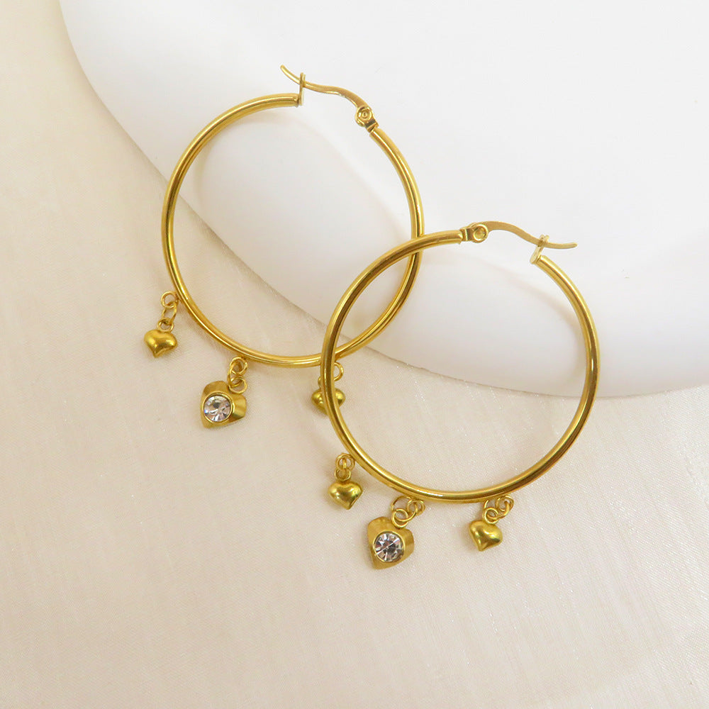 Wholesale Vintage Love Heart Hoop Earrings Necklace Set