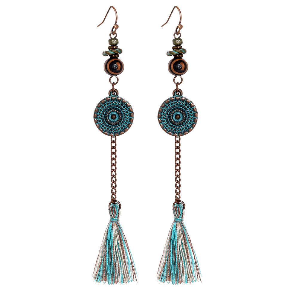 Wholesale Crystal Bohemian Tassel Earrings Vintage Style Women Jewelry Accessory for Everyday Gift