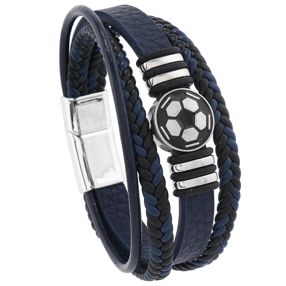 Wholesale Leather multi-layered football bracelet