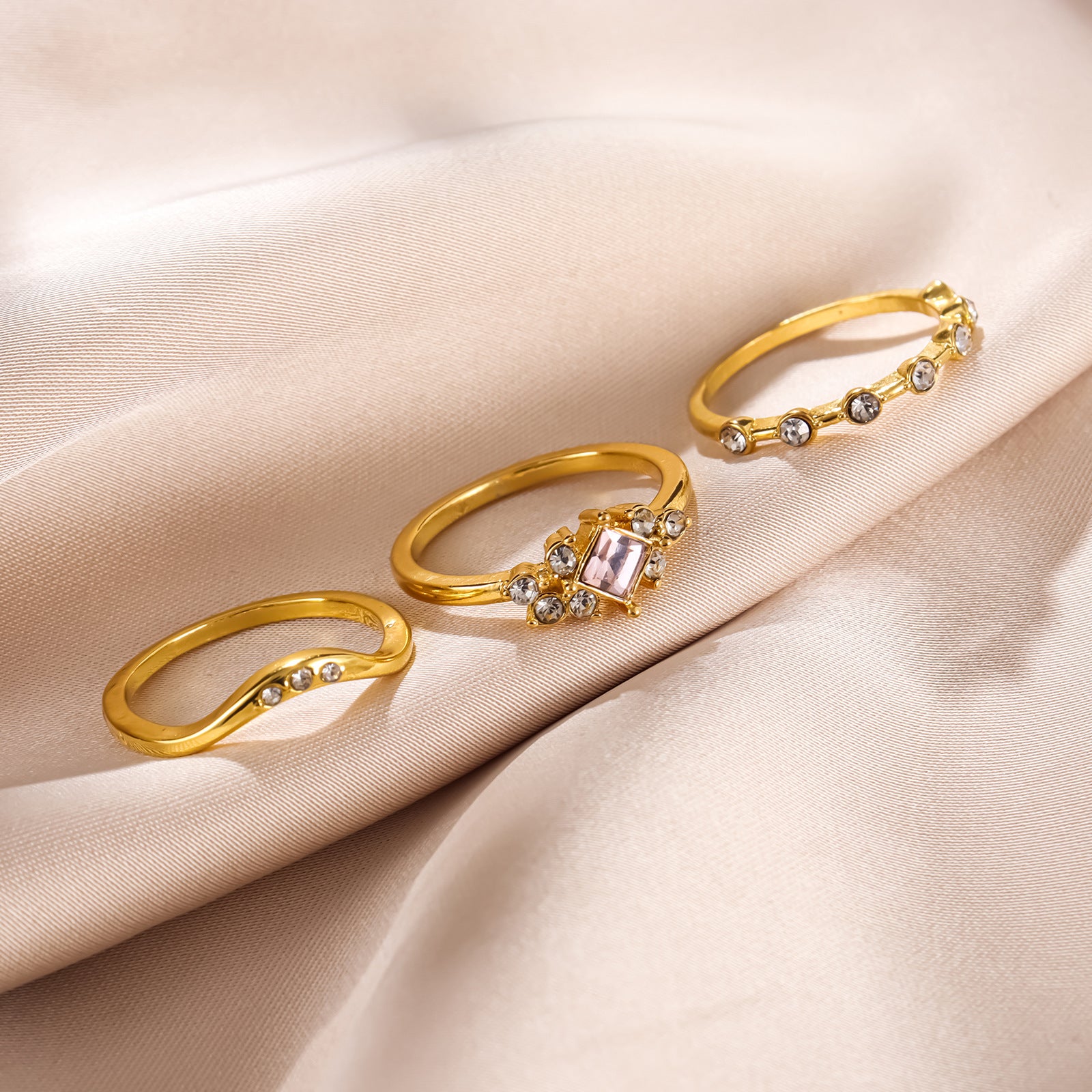 Wholesale Pink Diamond Three-piece Women's Ring Set ACC-RS-LR005