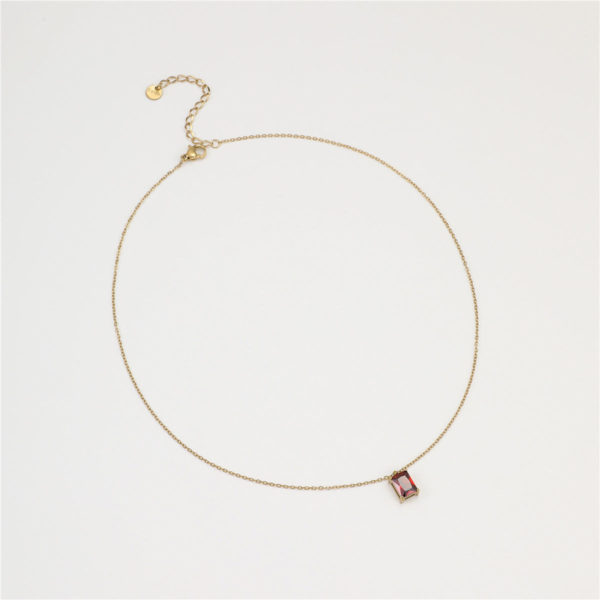 Wholesale Light Luxury  Stainless Steel Necklace Square Zircon Pendant  Clavicle Chain