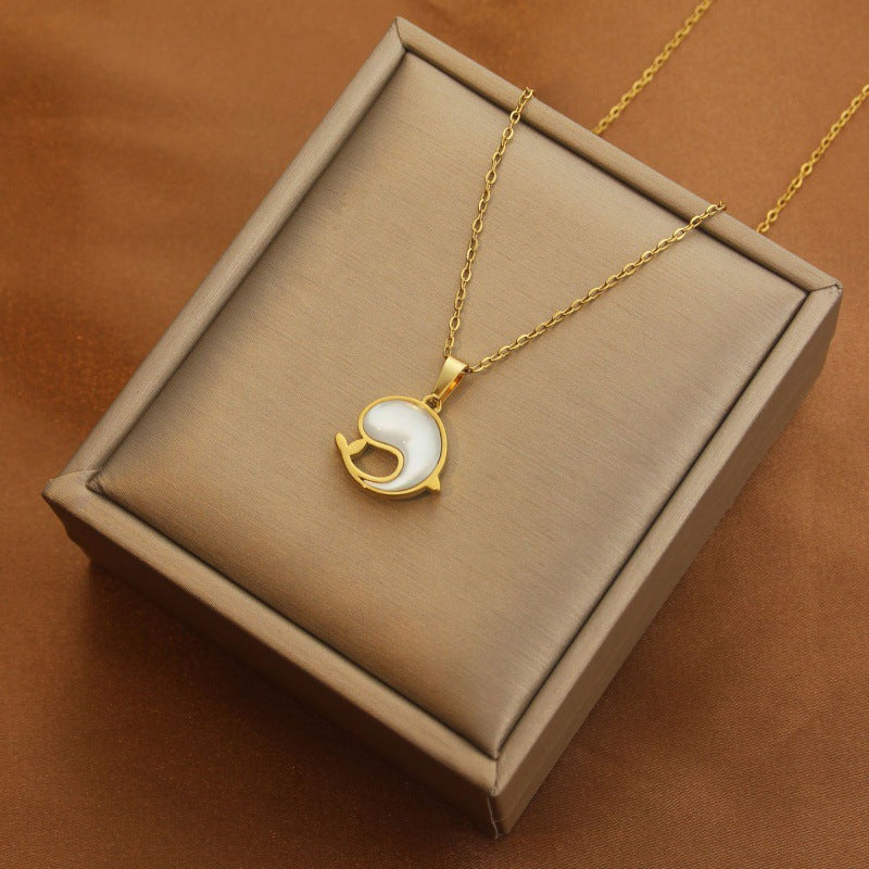 Wholesale Titanium steel necklace non-fading fritillary shell love pendant  clavicle chain