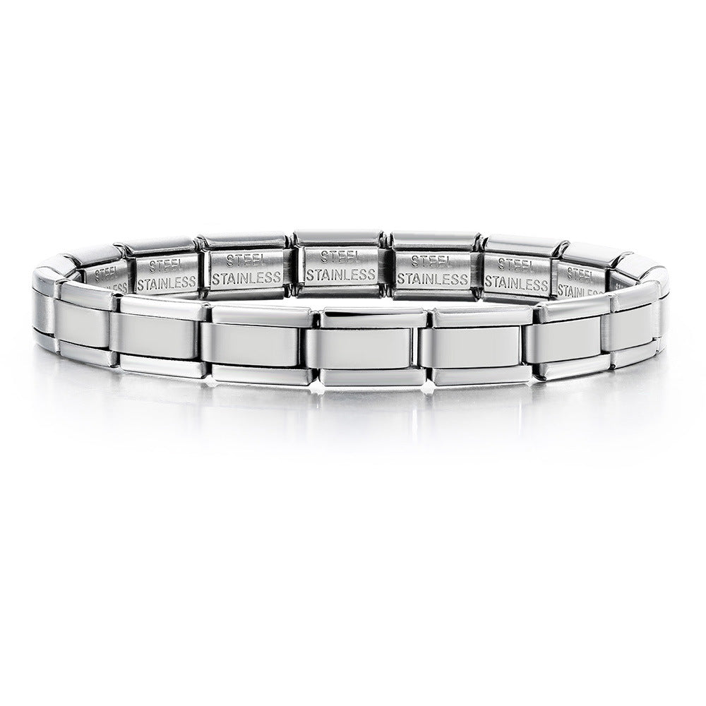 Wholesale  Italian Module Bracelet Titanium Steel Vacuum Real Gold IP Plating Base Elastic Strap Chain  Charm