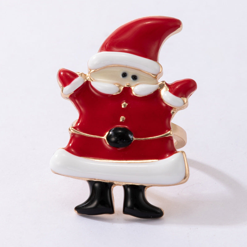Wholesale Christmas Oil Drip Ring Elk Santa Claus Alloy Ring ACC-RS-YongGe008