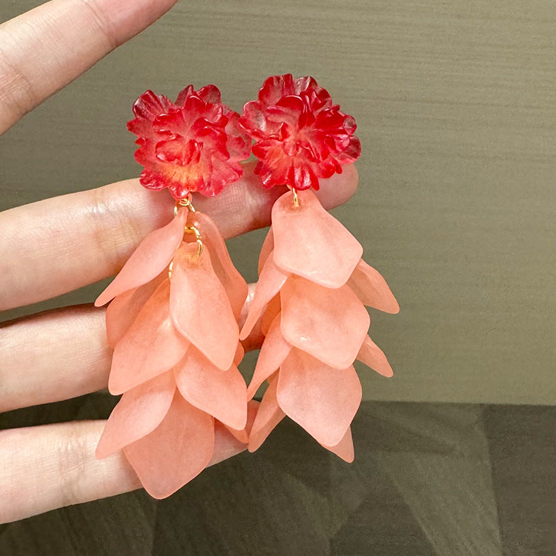 Wholesale Flower Tassel Acrylic Earrings Stylish Fashion Accessory for Boutique Resale