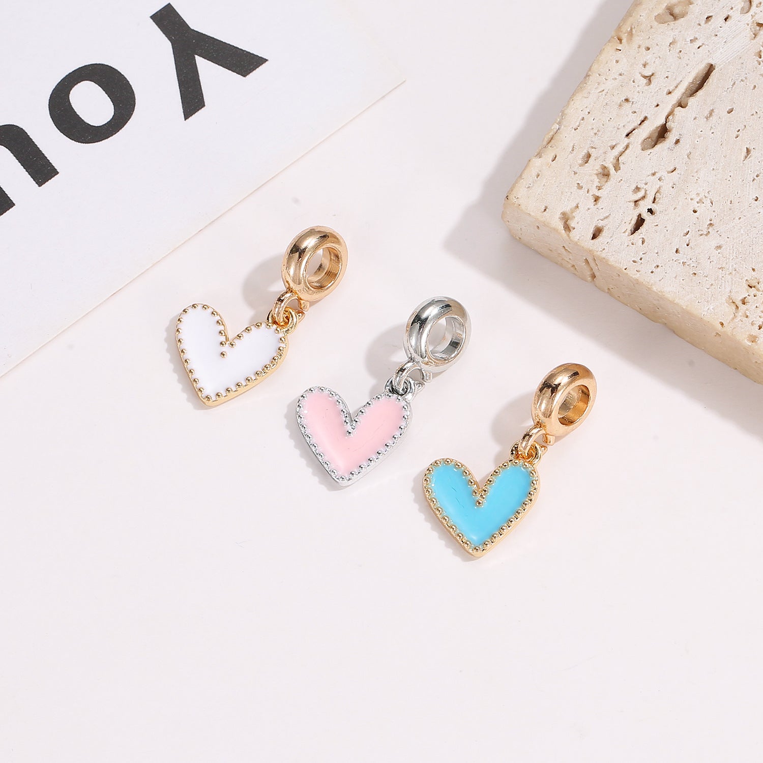 Wholesale 20PCS Colorful heart bracelet necklace charms