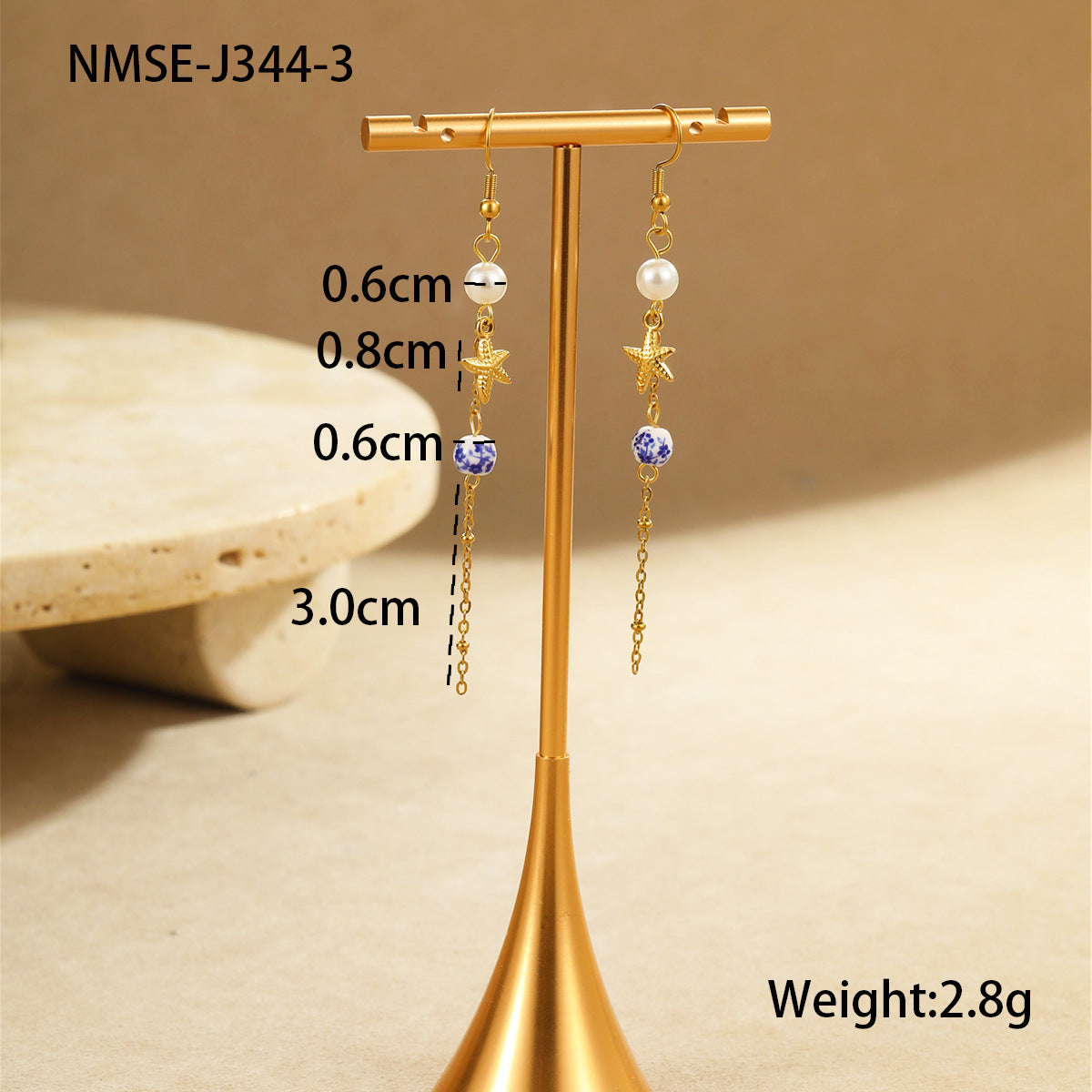 Wholesale Ceramic Starfish Shell Stainless Steel Earrings