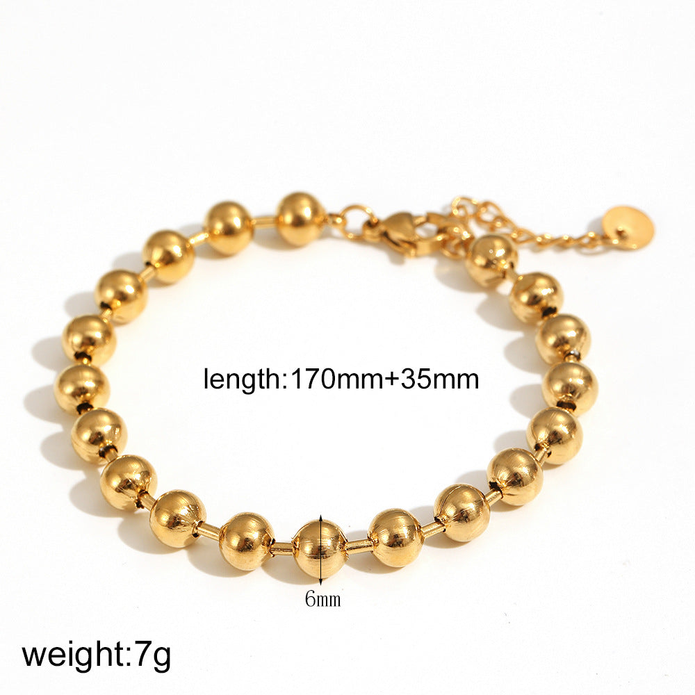 Wholesale Cross-border Europe and the United States love necklace ladies 18K gold color peach heart personality fashion pendant necklace titanium steel ball bead chain