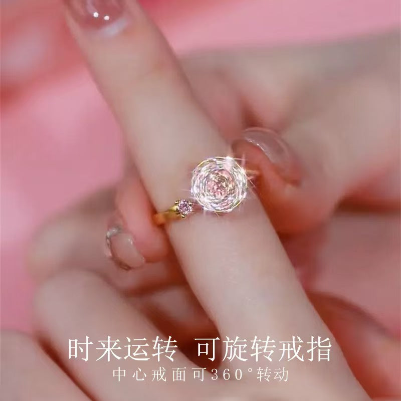 Wholesale Gold Plated Rotatable Flower Ring Women' s Jewelry Accessory