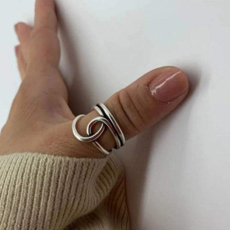 Wholesale  Bohemian Style Large silver Thumb Geometric Irregular Cross Finger Ring