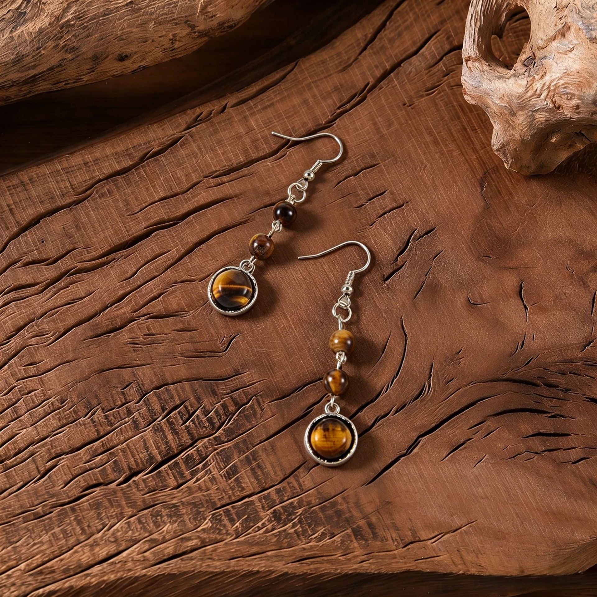 Wholesale Retro Tiger Eye Stone Tassel Earrings For Women Bohemian Beaded Design Trendy Everyday Jewelry Accessory For Parties And Gifts