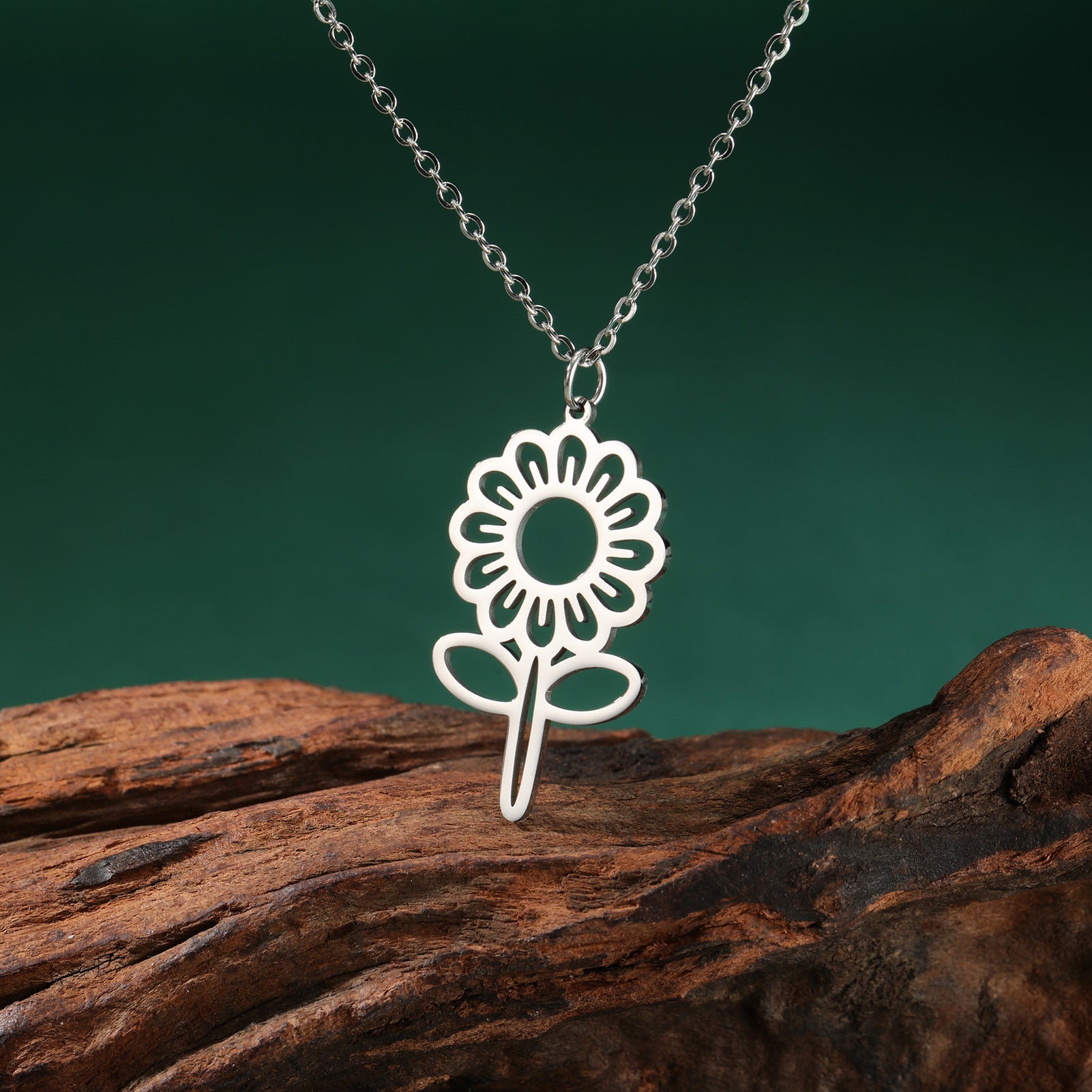 Wholesale Small Daisy Flower Pendant Stainless Steel Necklace ACC-NE-GeXiang010