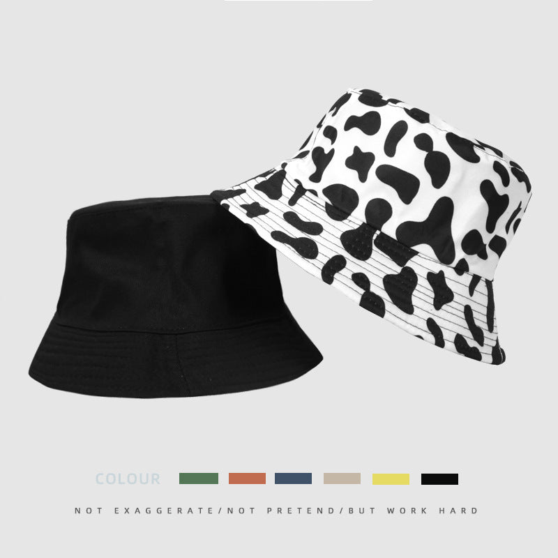 Wholesale  Fisherman Hat Cow Printed Double-sided Casual Basin Hat Bucket Hat