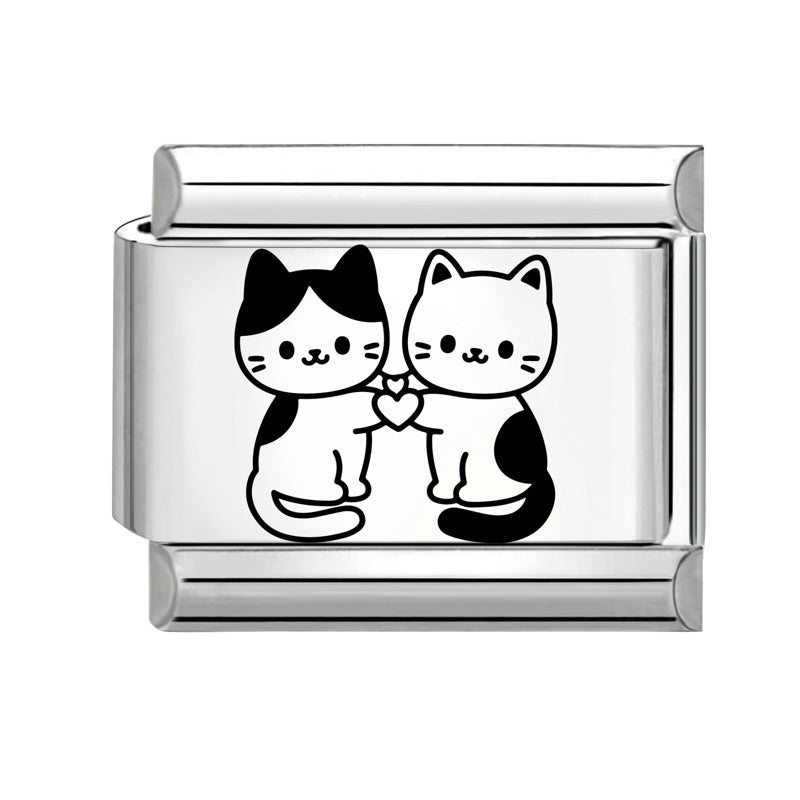 Wholesale 9mm Italian Charm Starter Bracelets DIY Black and white Creative Stainless Steel Composable Bracelet