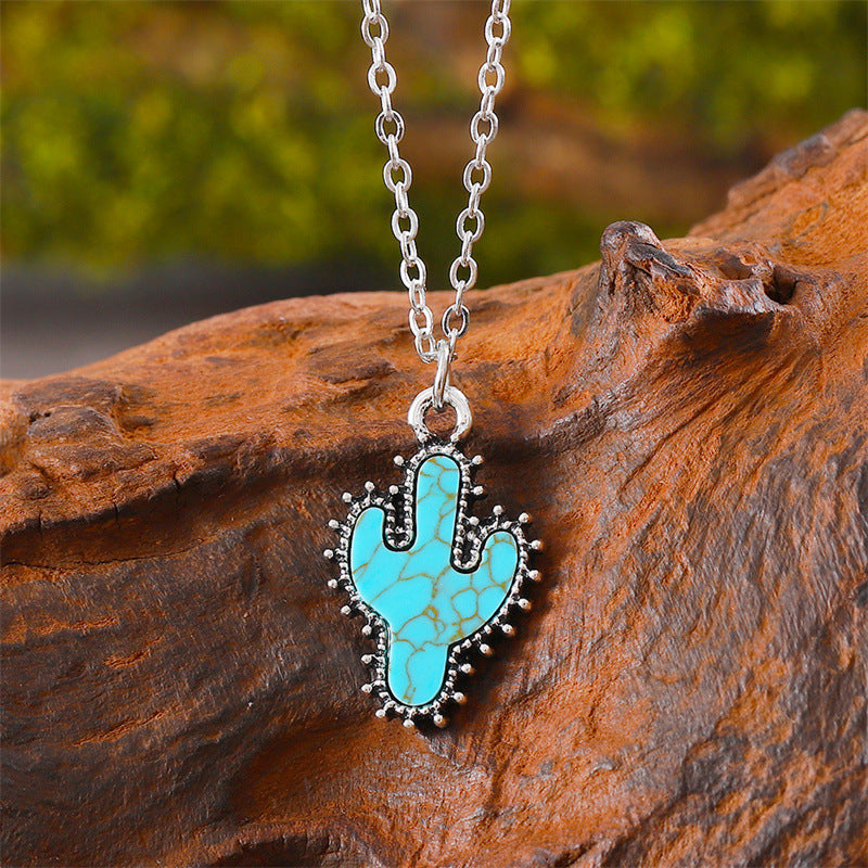 Wholesale  Cactus Turquoise Earrings Necklace suit