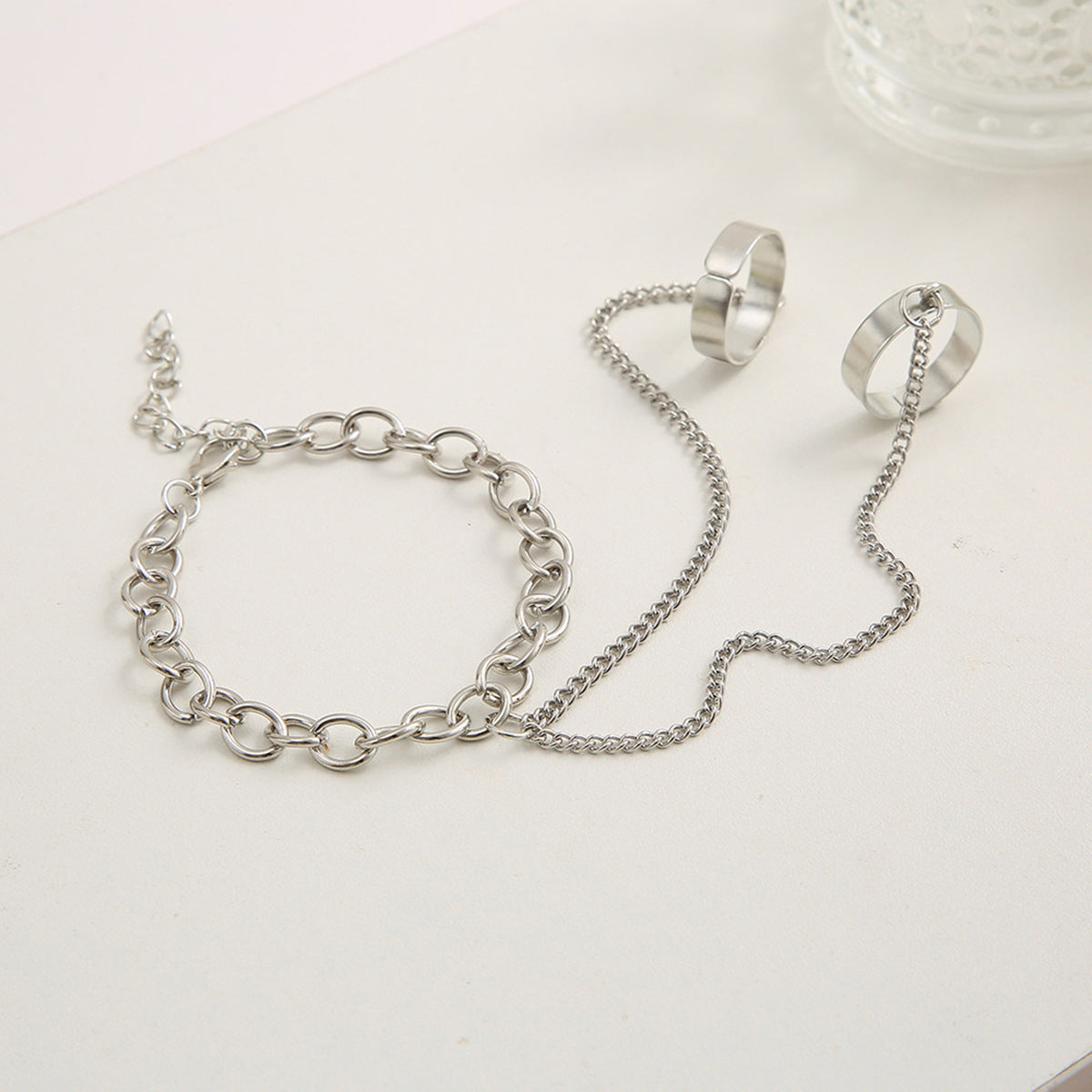 Wholesale  personalized chain ring punk style finger bracelet