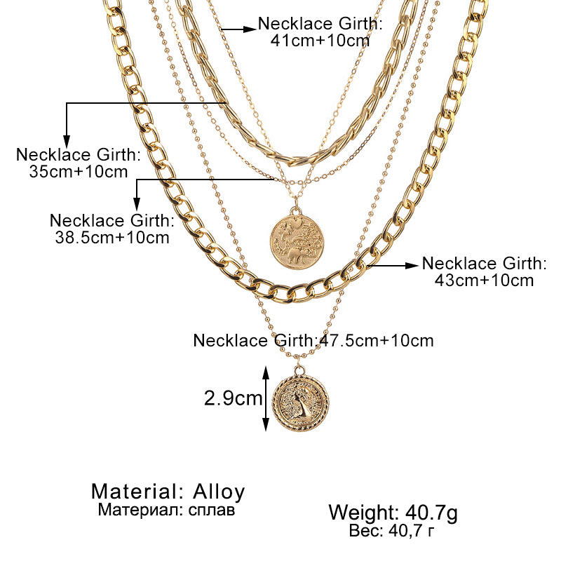 Wholesale multi-layer round pendant necklace