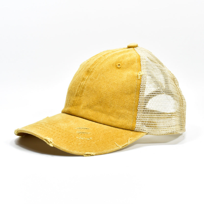 Wholesale Mesh Hat Cotton Ripped Ponytail Baseball Cap ACC-HT-XinMao001