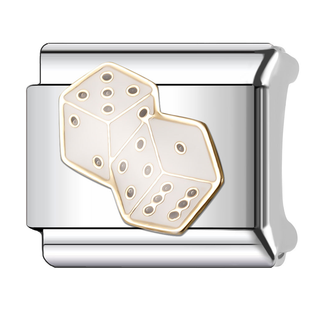 Wholesale Italian Charm Bracelet 9mm DIY Splicing Gold Chess Series Stainless Steel Composable Bracelet