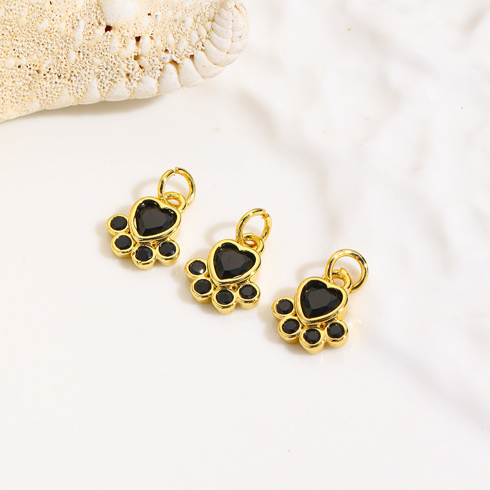 Wholesale Simple Micro-inlaid Zircon Dog Paw Print  Charms
