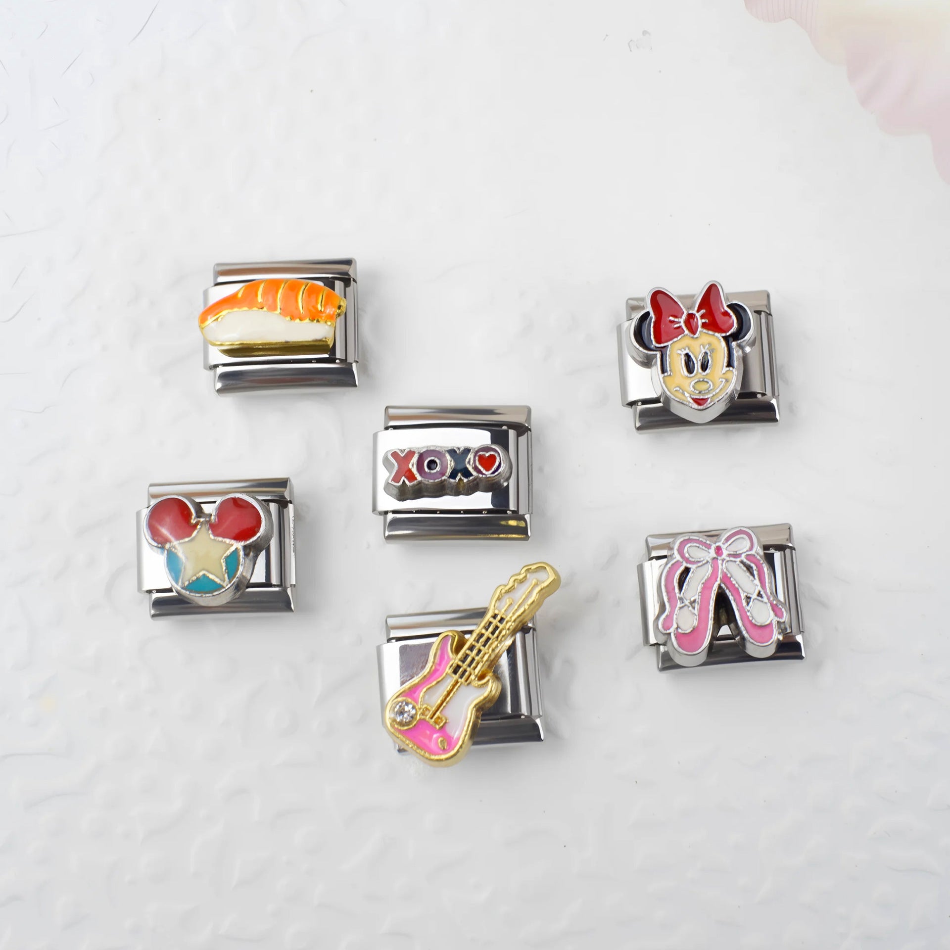 Wholesale 5pcs Italian Charm Bracelet 9mm DIY Splicing Cute Cartoon Stainless Steel Composable Bracelet