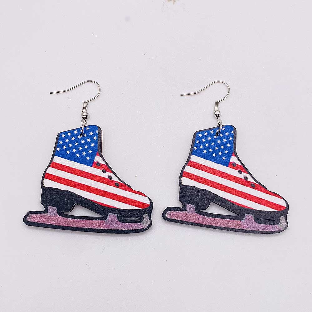 Wholesale  American Independence Day earrings hat boots wooden earrings