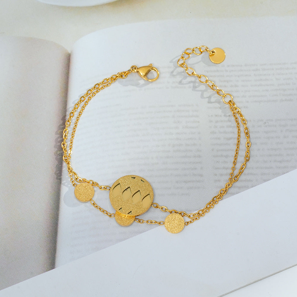 Wholesale European Style Matte Square Round Bracelet - Titanium Steel Electroplated Fashion Accessory
