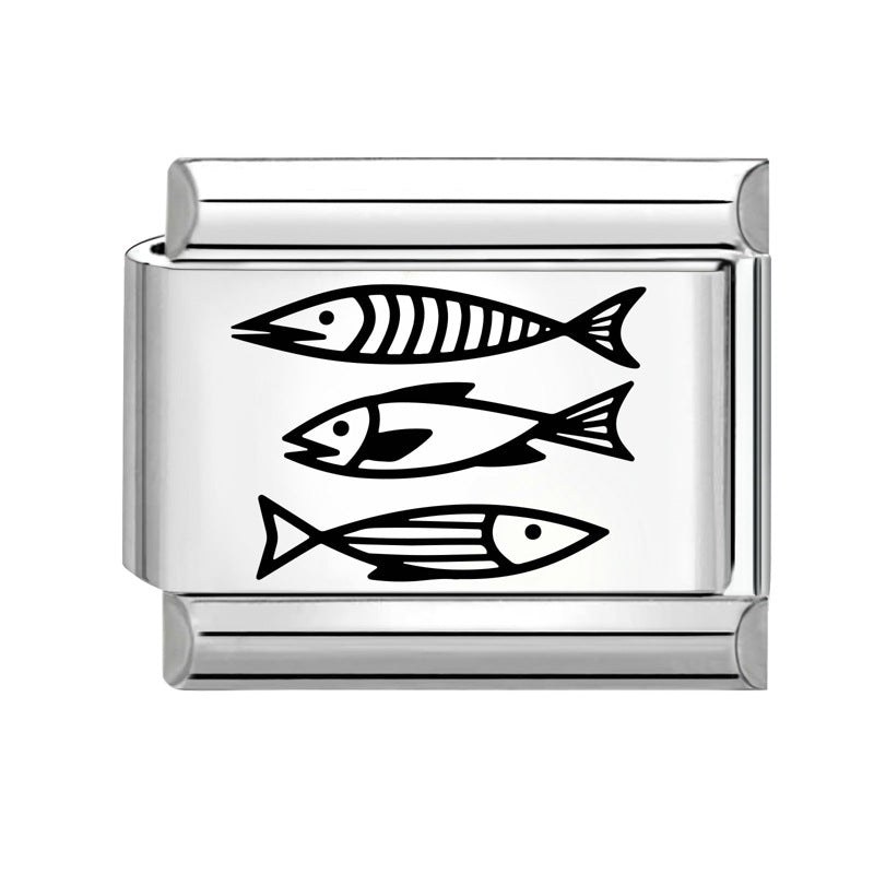 Wholesale 9mm Italian Charm Starter Bracelets DIY Black and white Creative Stainless Steel Composable Bracelet