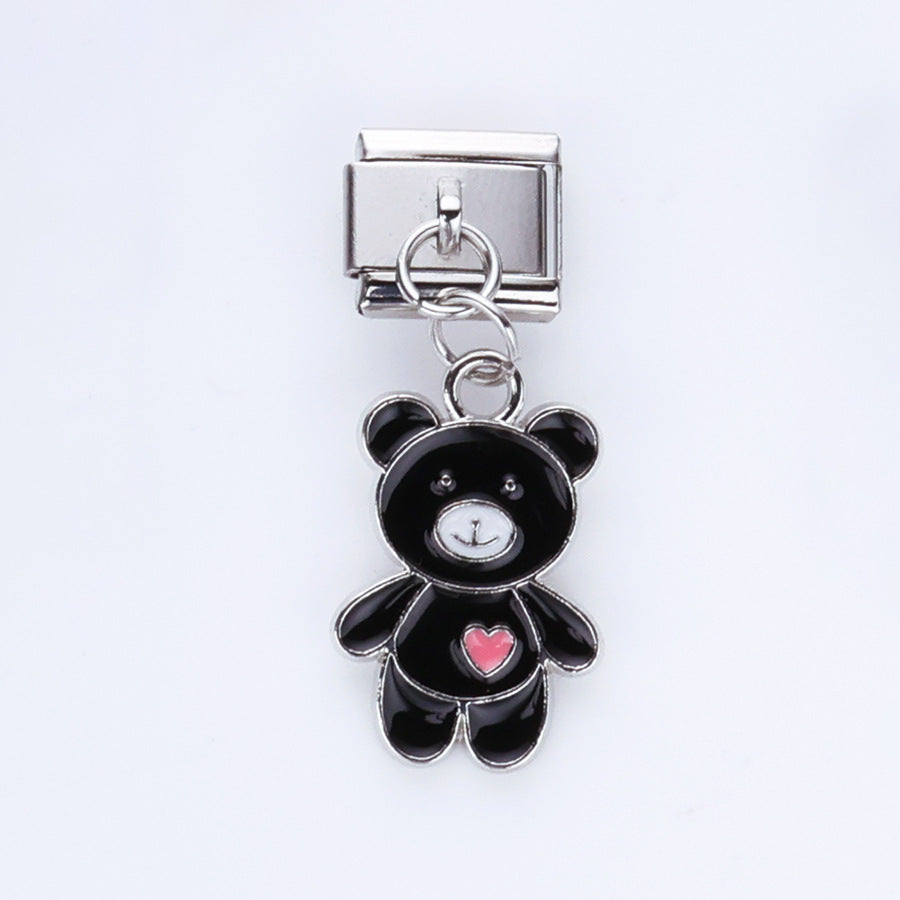 Wholesale 10pcs Italian Charm Bracelet 9mm DIY Splicing Black Oil Drop Series Stainless Steel Composable Bracelet