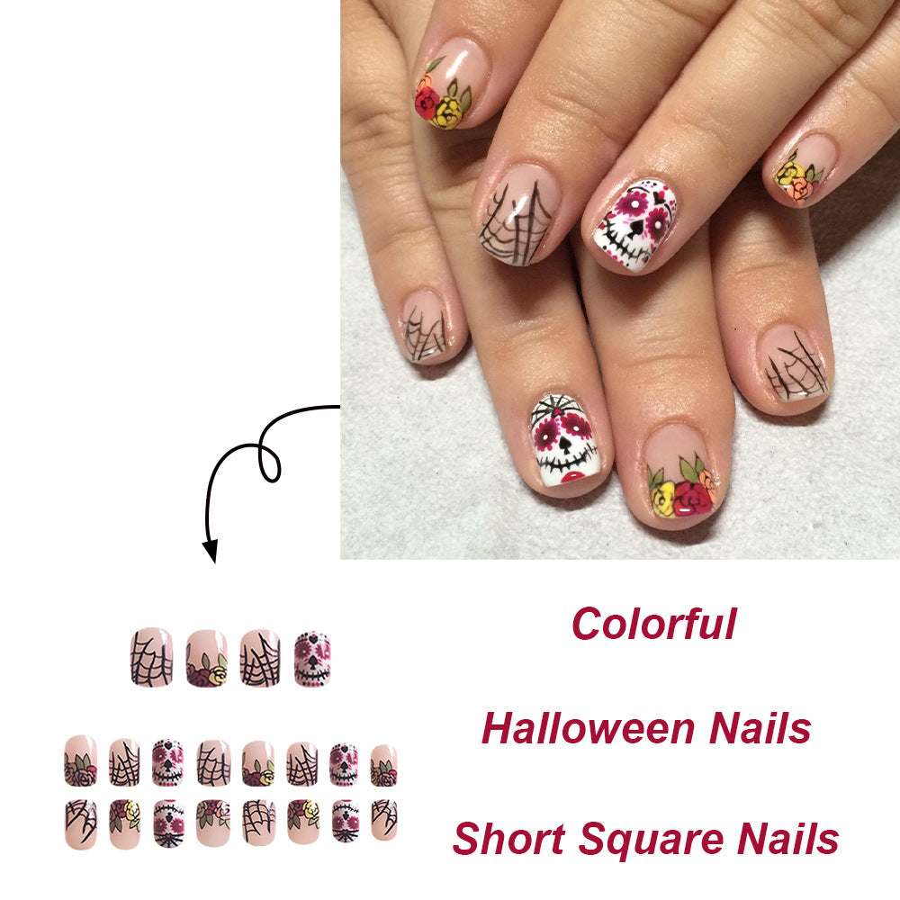 Wholesale 24 Pieces/box Halloween Press-on Nails Kits Nail Stickers ACC-NS-FengLi012