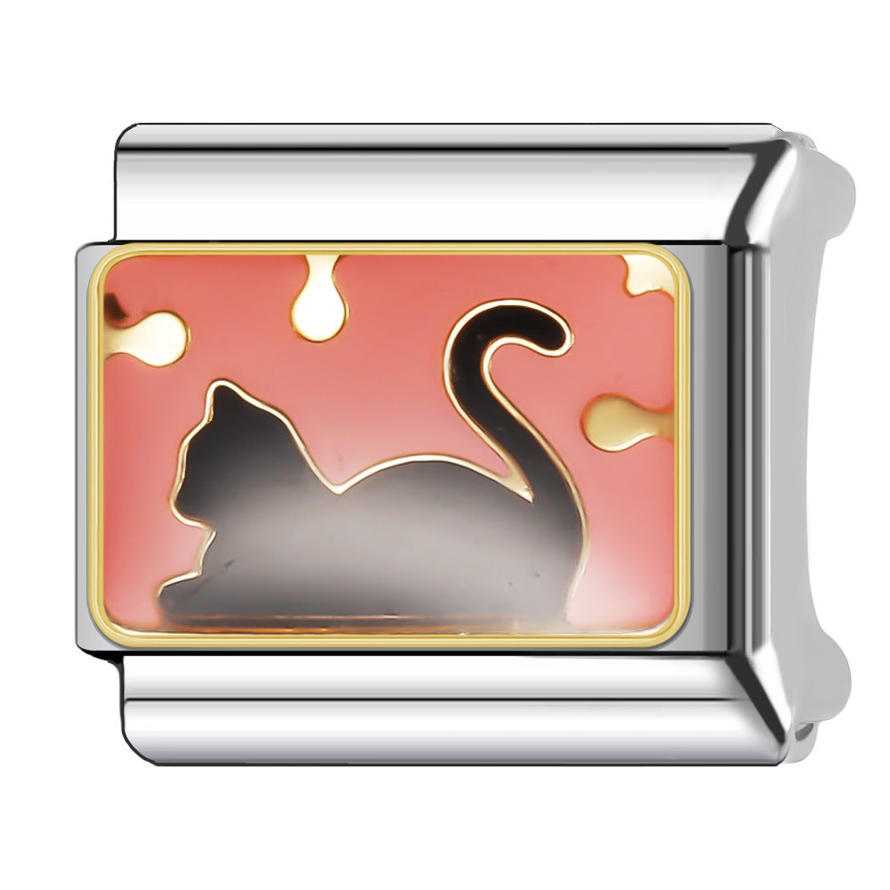 Wholesale Italian Charm Bracelet 9mm DIY Splicing Cute Pet Series Stainless Steel Composable Bracelet