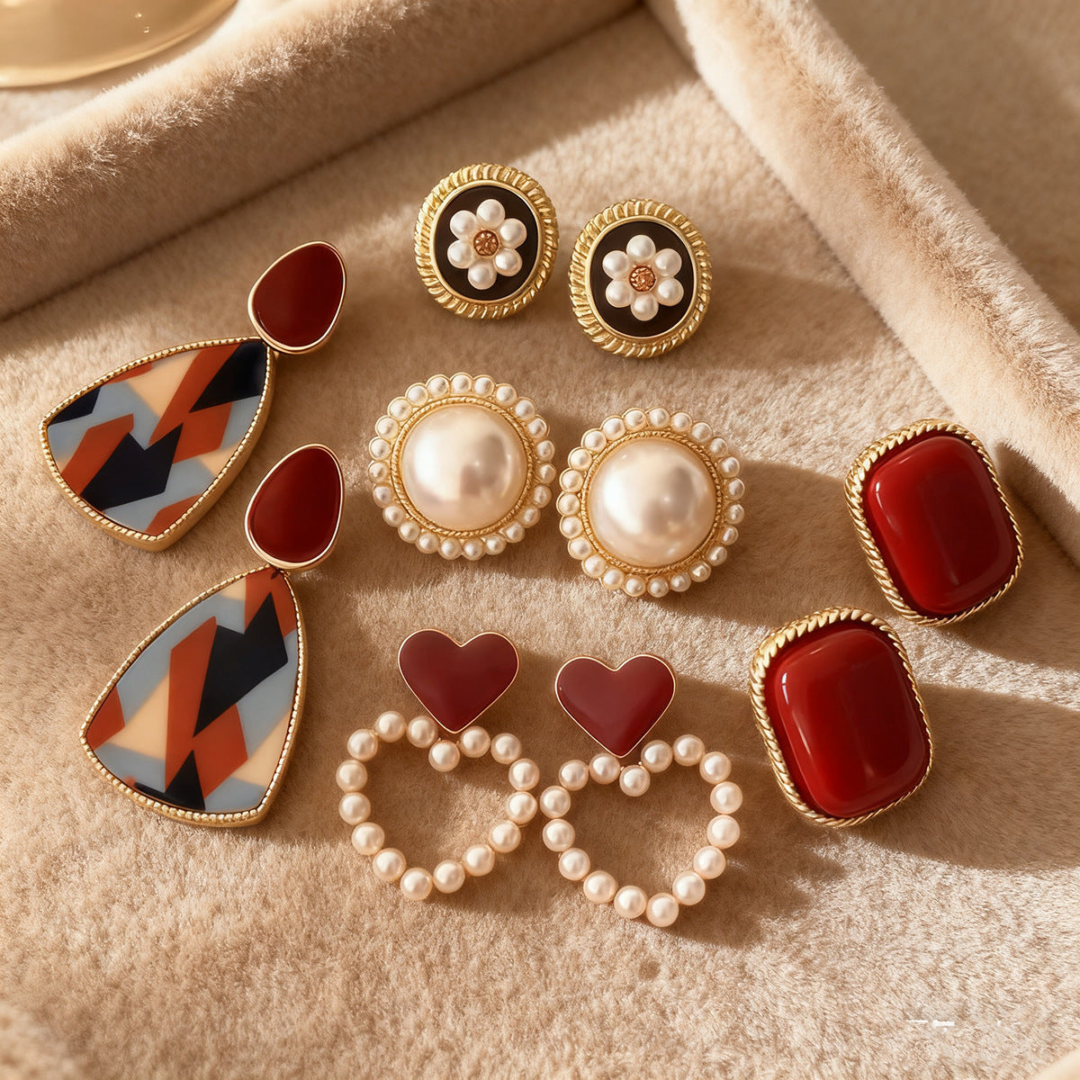 Wholesale Zinc Alloy Geometric Oval Ombre Earrings Set 3 Pairs For Women Autumn Winter Jewelry Accessory