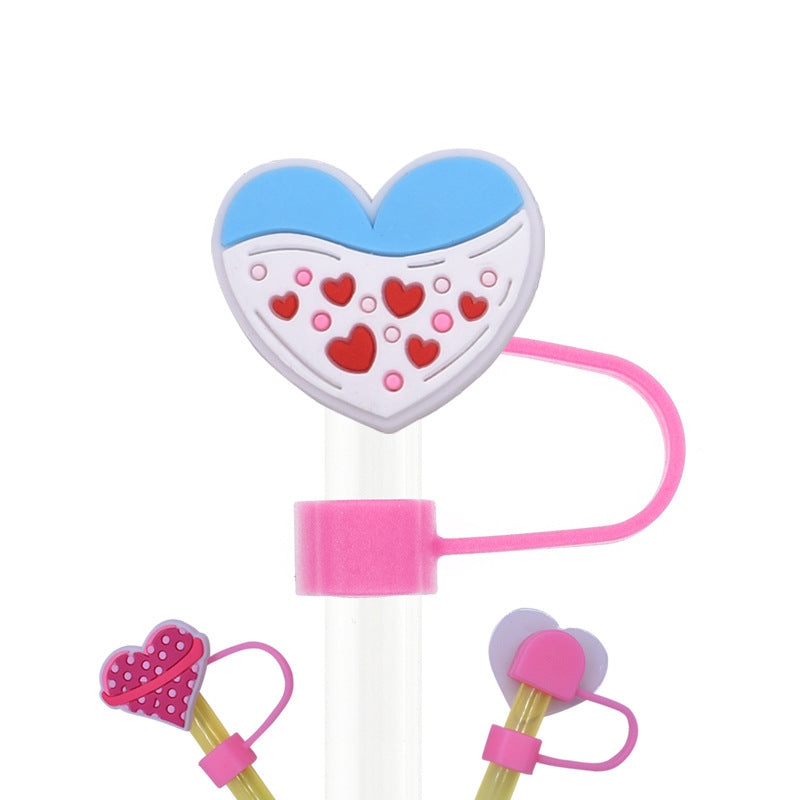 Wholesale Random 100pcs Cartoon Heart Straw Cover Straw Tube Cap