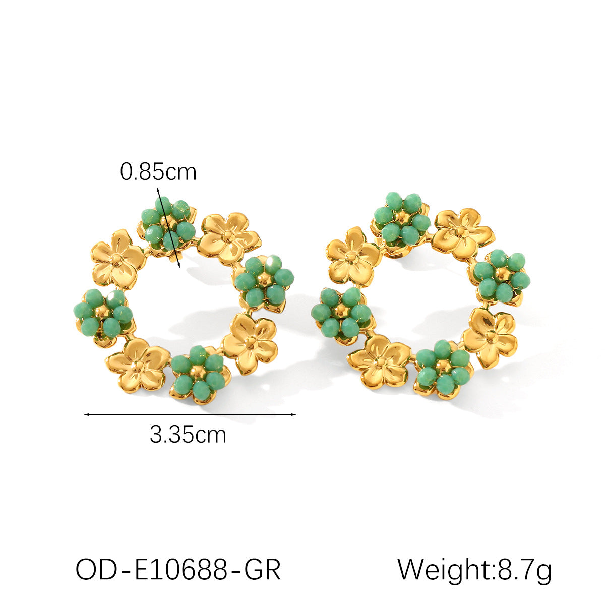 Wholesale  Stainless Steel 18K Gold Pearl Wreath Earrings