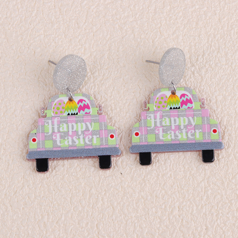Wholesale 2PCS Acrylic Easter Bunny Egg Earrings