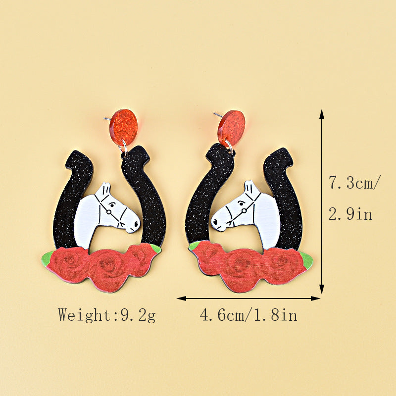 Wholesale Acrylic Horse Racing Festival Earrings Western Cowboy Hat Boots Earrings