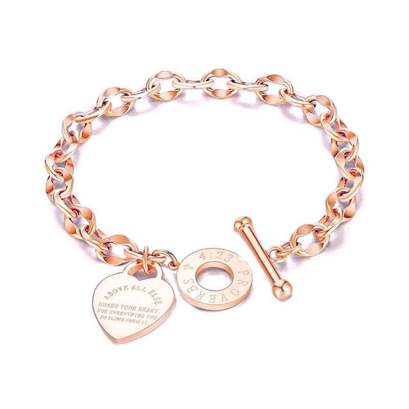Wholesale titanium steel chain peach heart love bracelet
