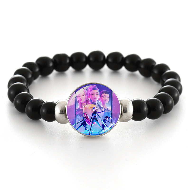 Wholesale kpop anime bracelet black beaded bracelet