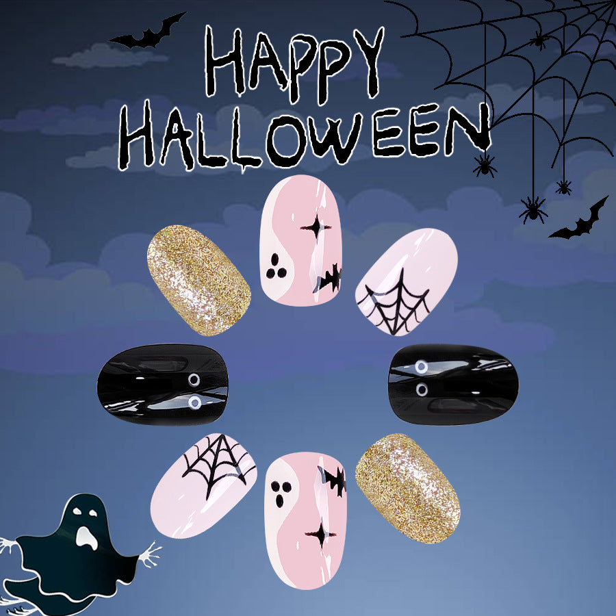Wholesale 24 Pieces/box Ghost Glitter Halloween Press-on Nails Kits Nail Stickers ACC-NS-GuaiXL087