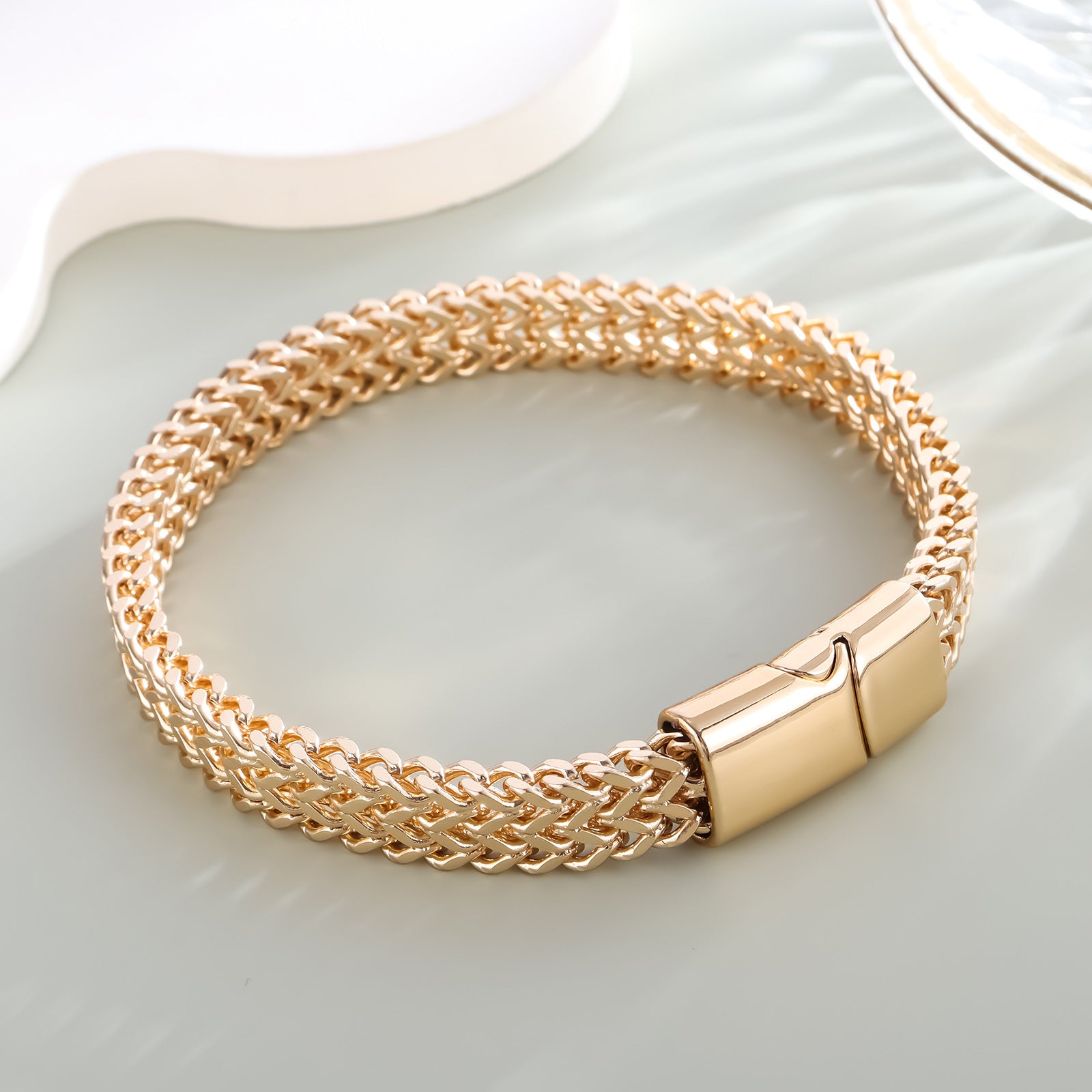 Wholesale 8*4MM Stainless Steel Fish Scale Bracelet Men's Double Row Punk Hip Hop Bracelet ACC-BT-LR001