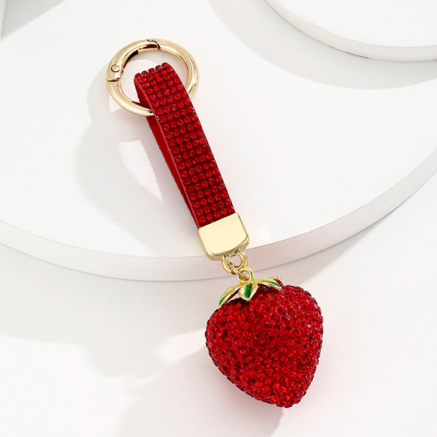 Wholesale Red Strawberry Rhinestone Keychain Car Key Accessory Gift