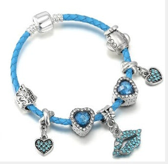 Wholesale blue flashing narwhal beaded dolphin turtle beaded  bracelet