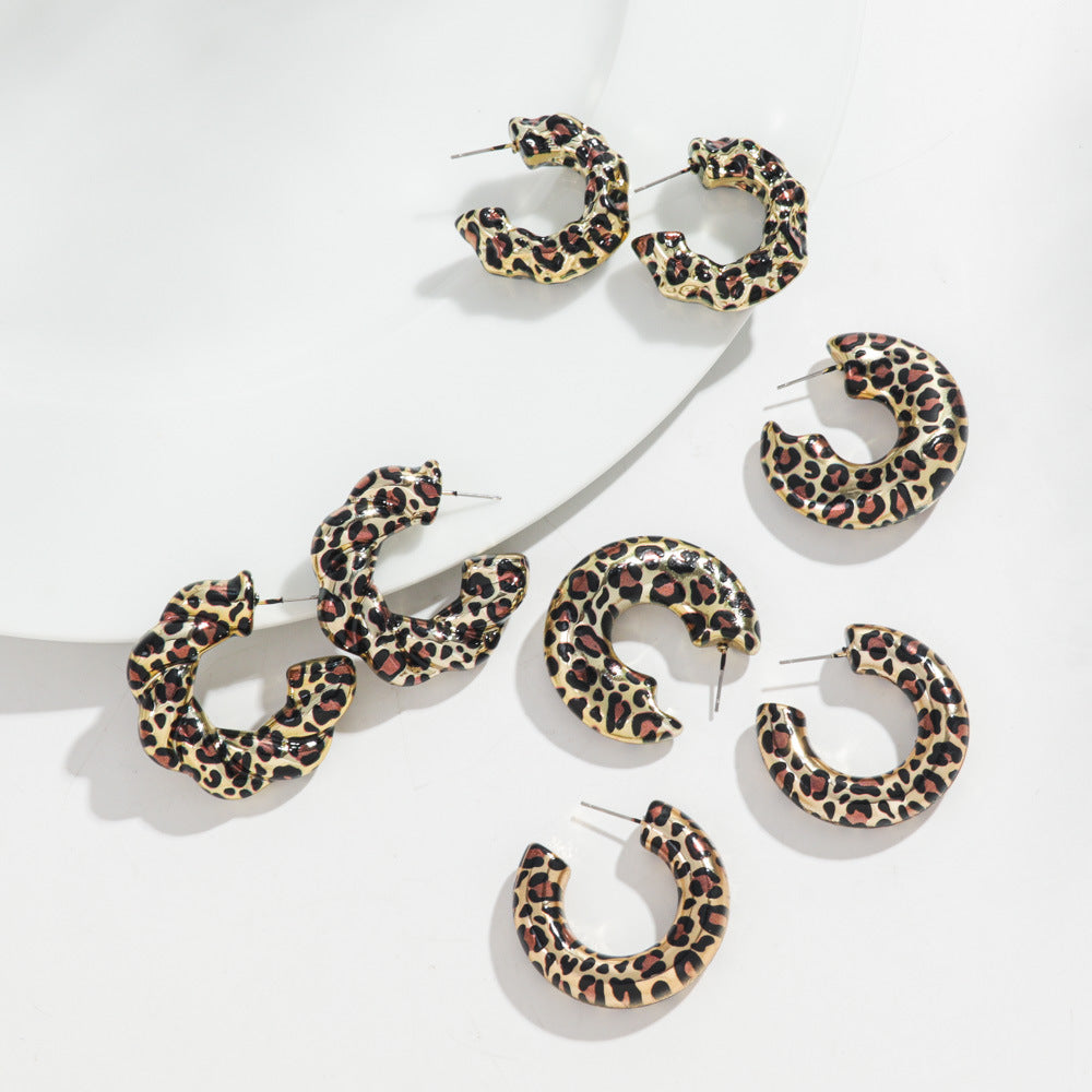 Wholesale Leopard-print C- ring Earrings