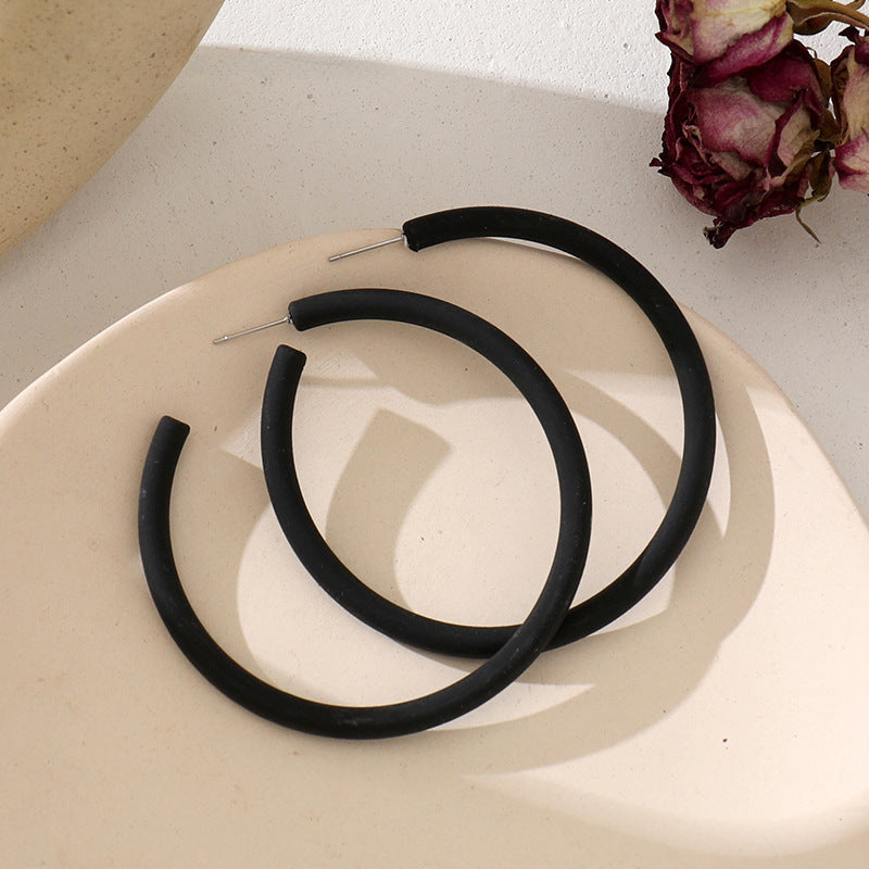 Wholesale 925 silver needles semi-round candy color C- shaped earrings