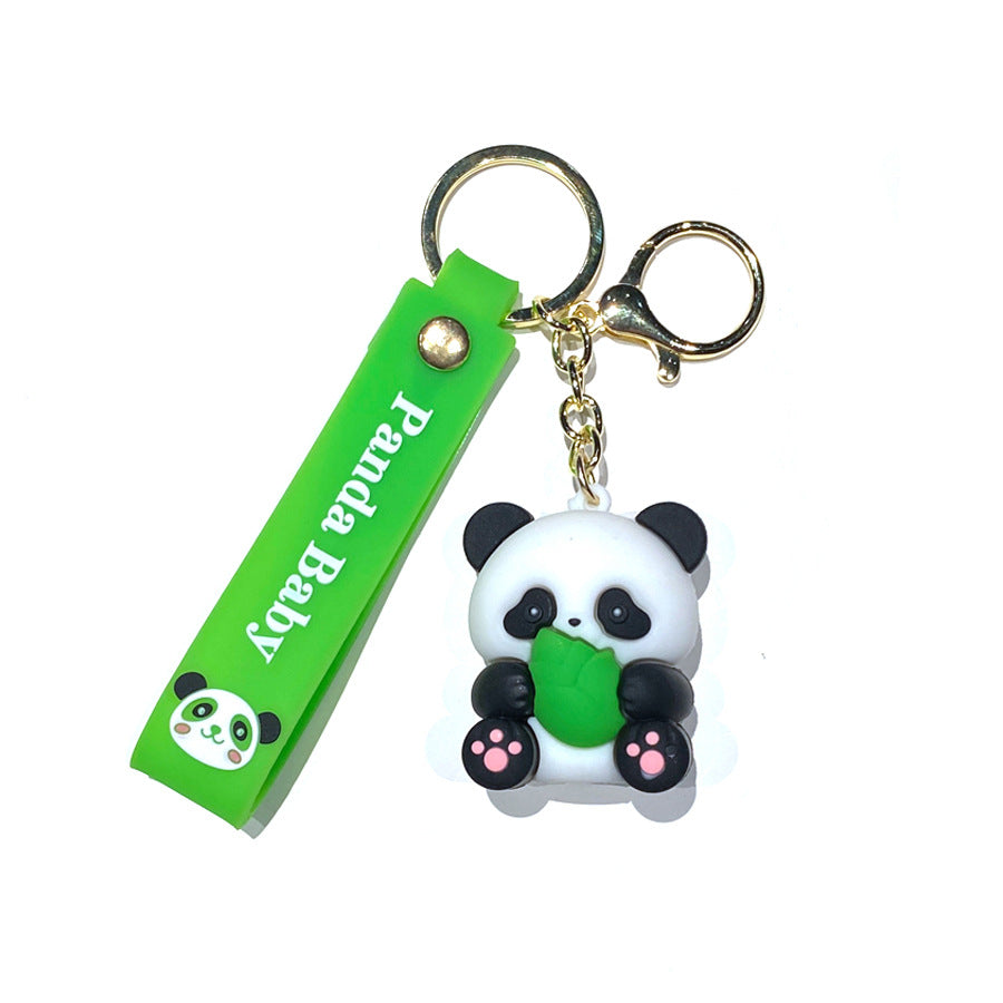 Wholesale Cartoon Panda Holding Bamboo PVC Soft Adhesive Cute Keychain ACC-KC-XinShu020