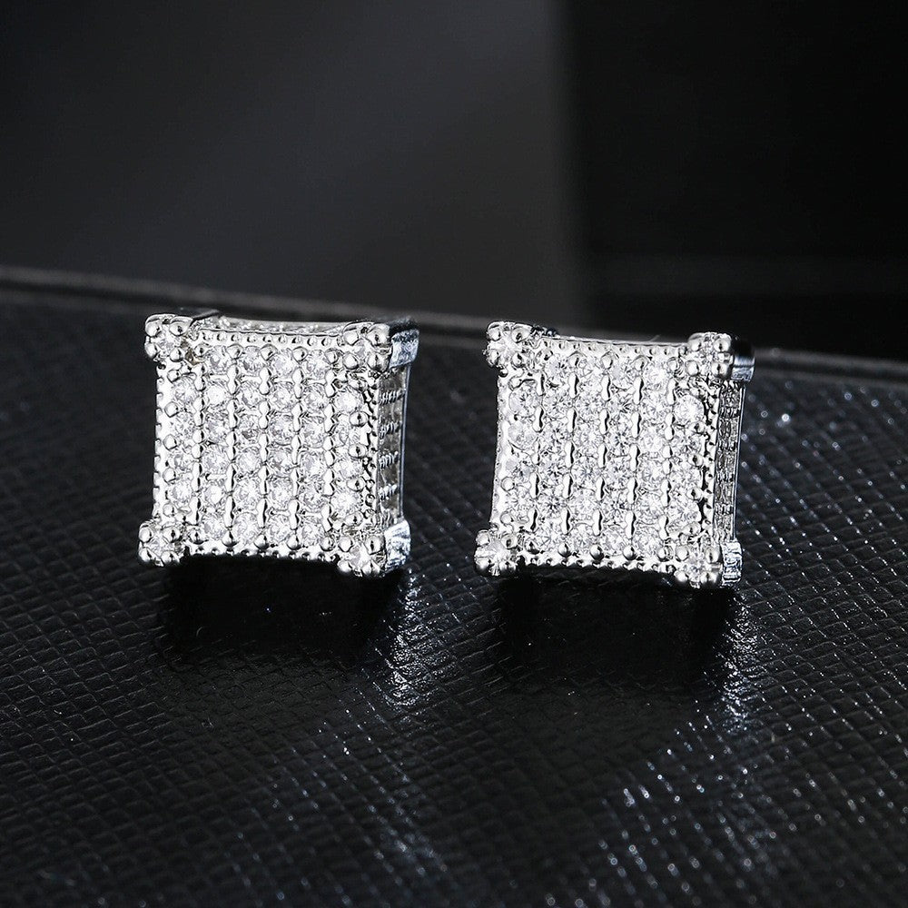 Wholesale hip hop full zircon micro boys earrings