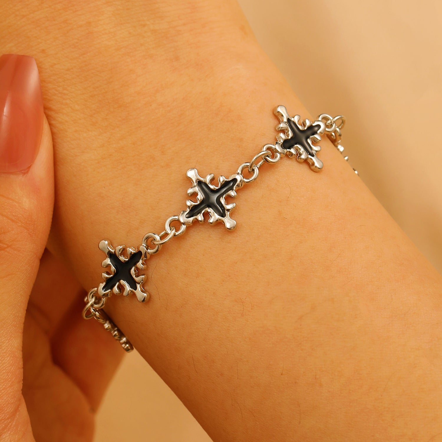 Wholesale European and American Cross-Border Gothic Cross Men' s Alloy Bracelet Retro Dark Style Versatile Necklace Set Jewelry for Women